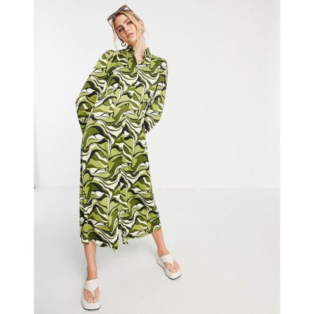 ワイ エー エス Y.A.S レディース ワンピース ミドル丈 ワンピース・ドレス Wavy Printed Midi Dress スターホワイト