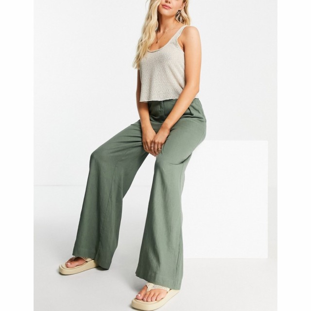 ヴェロモーダ Vero Moda レディース ボトムス・パンツ Linen Wide 購入 Leg Trousers In Khaki