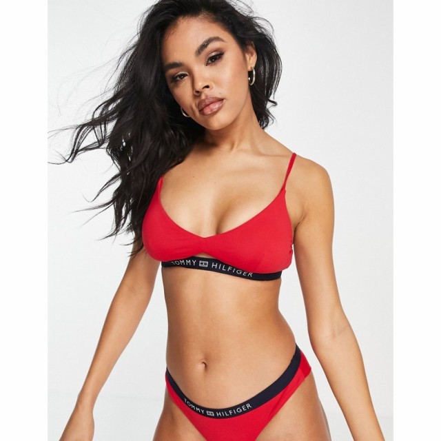 トミー ヒルフィガー Tommy Hilfiger レディース トップのみ 水着・ビーチウェア Logo Fixed Triangle Bikini Top In Red レッド