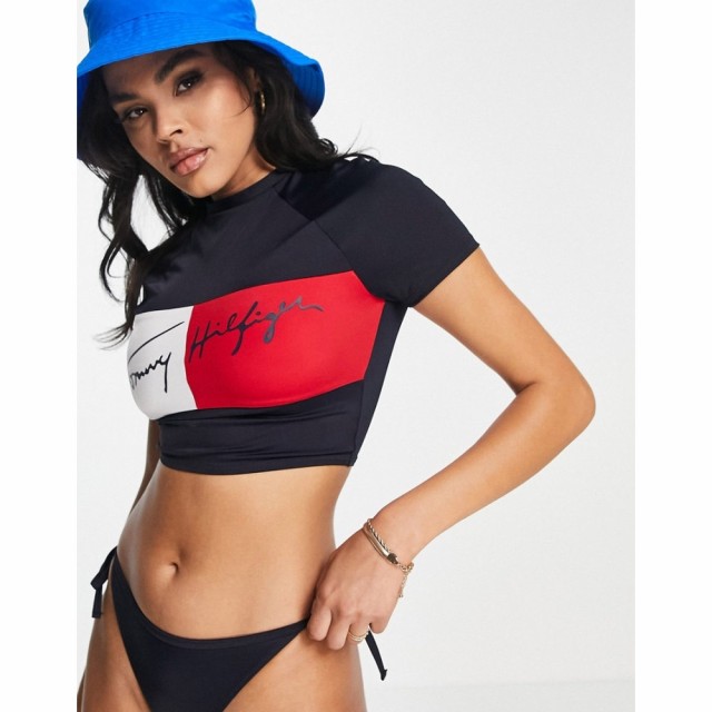 トミー ヒルフィガー Tommy Hilfiger レディース トップのみ 水着・ビーチウェア Cropped Rashguard Top In Multi マルチカラー