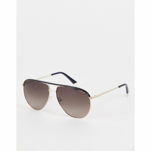 ポラロイド Polaroid メンズ メガネ・サングラス アビエイター Aviator Sunglasses In Gold And Brown ゴールド ブラウン