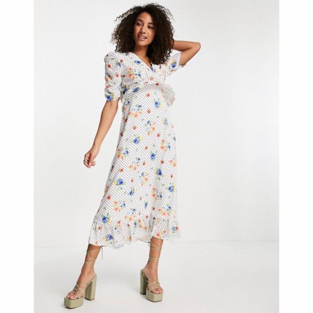 ツイステッドヴンダー Twisted Wunder レディース ワンピース マキシ丈 ワンピース・ドレス Puff Sleeve Maxi Dress In Spot Floral マル