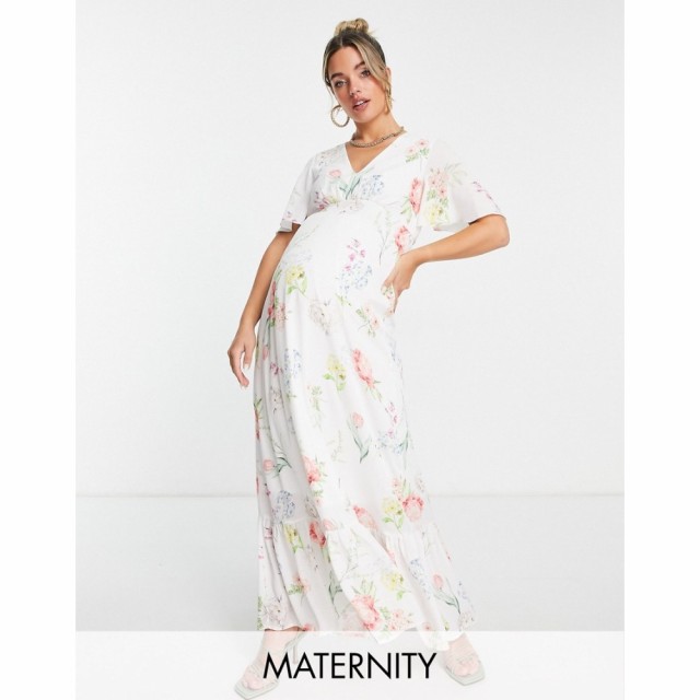 ツイストワンダー Twisted Wunder Maternity レディース ワンピース マキシ丈 ワンピース・ドレス Flutter Sleeve Maxi Tea Dress In Bot