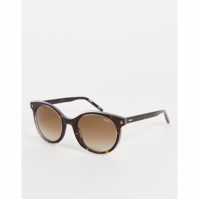 ヒューゴ ボス HUGO レディース メガネ・サングラス ラウンド Hugo Retro Round Sunglasses In Crystal Tort