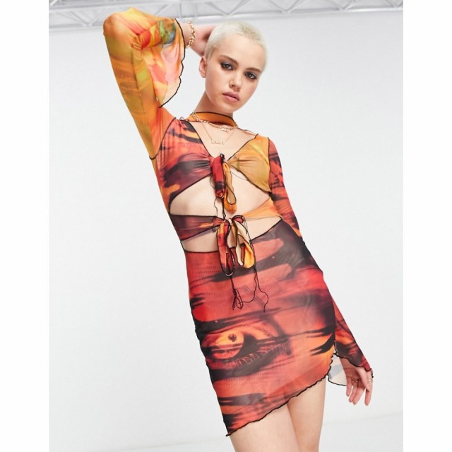 ジェイディッド ロンドン Jaded London レディース ワンピース ミニ丈 ワンピース・ドレス Cut Out Mini Pixie Dress In Mesh Mix Print