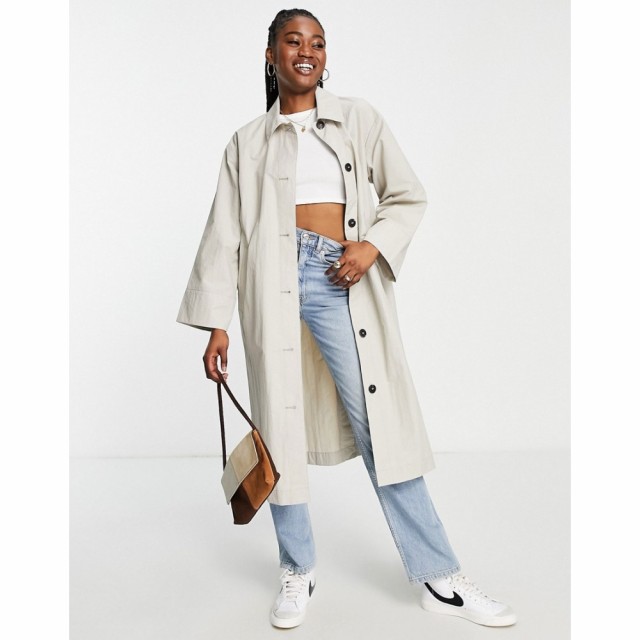 モンキ Monki レディース コート アウター Nylon Collared Coat In Beige ベージュ