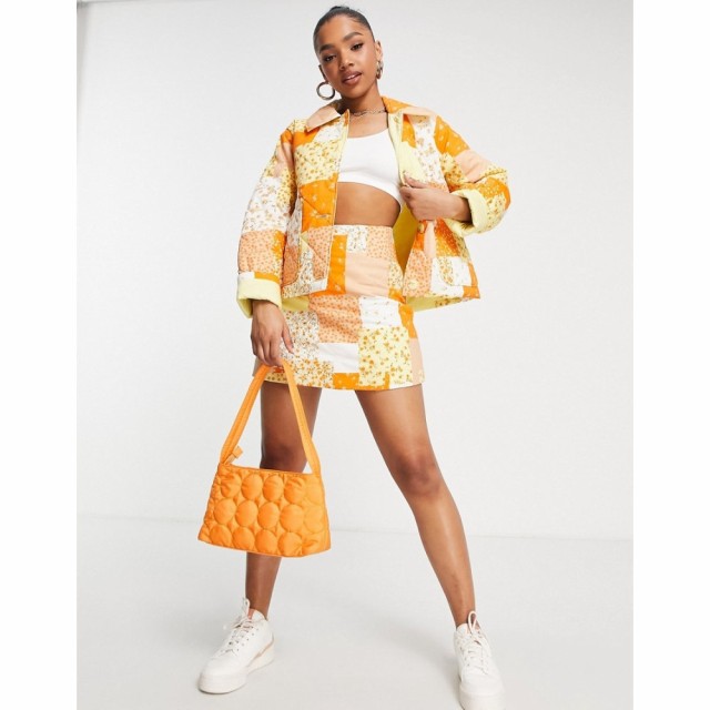 モンキ Monki レディース ジャケット アウター Co-Ord Quilted Jacket In Orange Patchwork オレンジ