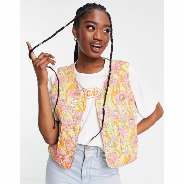 モンキ Monki レディース ベスト・ジレ トップス Quilted Vest In Retro Floral マルチカラー