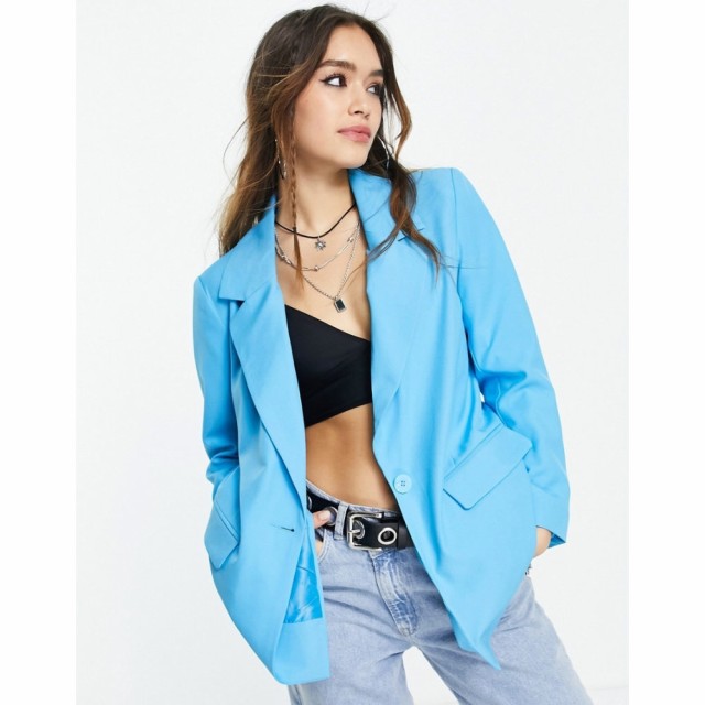 オンリー Only レディース スーツ・ジャケット 3点セット アウター 3 Piece Oversized Blazer Co-Ord In Bright Blue ブルー