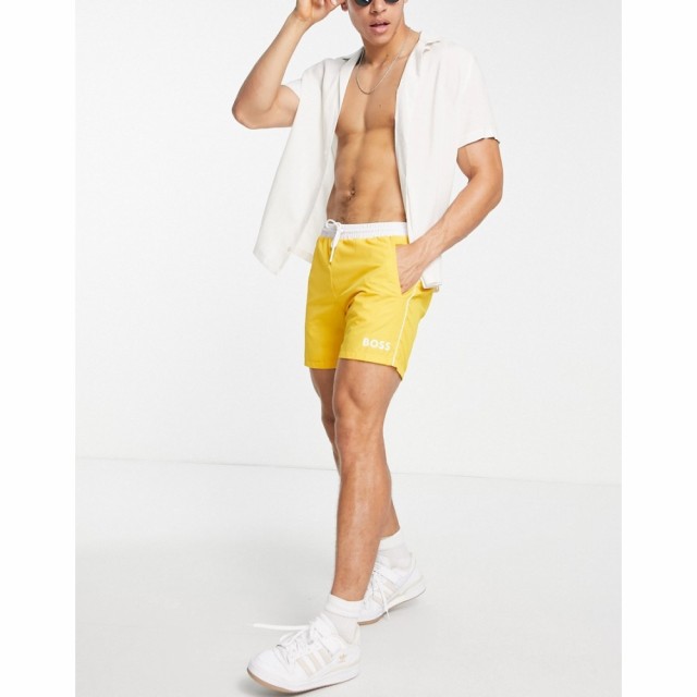 ヒューゴ ボス BOSS Bodywear メンズ 海パン 水着・ビーチウェア Boss Bodywear Starfish Swim Shorts In Yellow イエロー