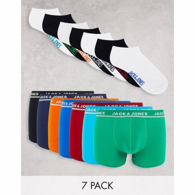 ジャック アンド ジョーンズ Jack and Jones メンズ ボクサーパンツ インナー・下着 7 Pack Trunks And Socks With Travel Bag In Multi