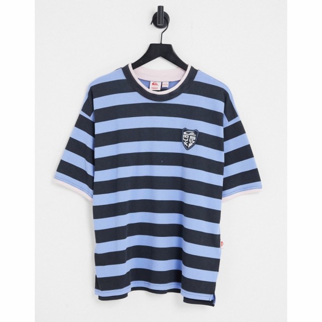 クイックシルバー Quiksilver メンズ Tシャツ トップス X The Stranger Things Lenora Hills Ripper T-Shirt In Blue And Black Stripe