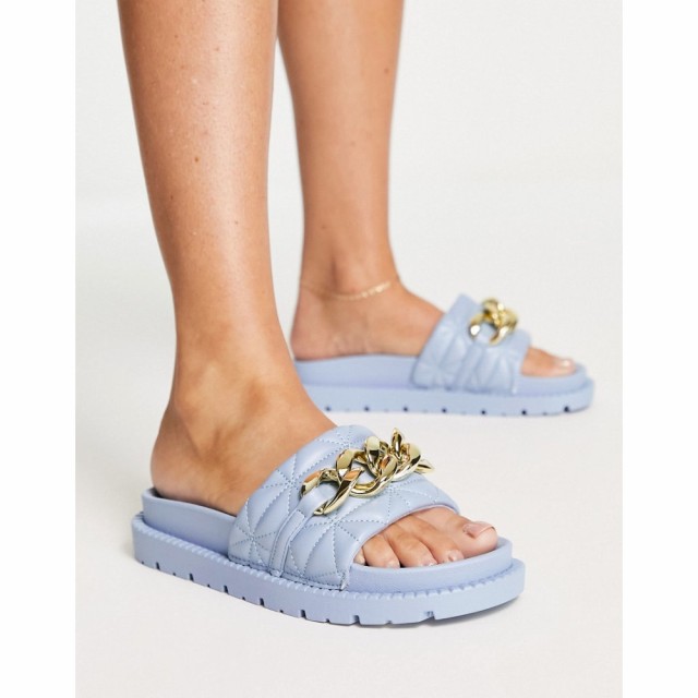 リバーアイランド River Island レディース サンダル・ミュール シューズ・靴 Chain Quilted Slider In Blue ブルー