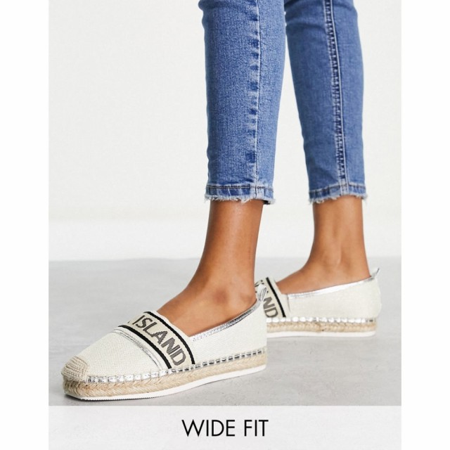 リバーアイランド River Island レディース エスパドリーユ シューズ・靴 Wide Fit Branded Sling Back Espadrille In White ホワイト