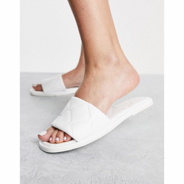 リバーアイランド River Island レディース サンダル・ミュール フラット シューズ・靴 Embossed Flat Slider In White ホワイト