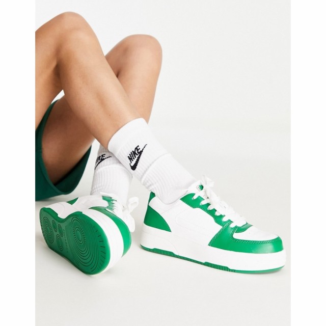 プルandベアー PullandBear レディース スニーカー シューズ・靴 Chunky Colourblock Trainer In Green And White ホワイト