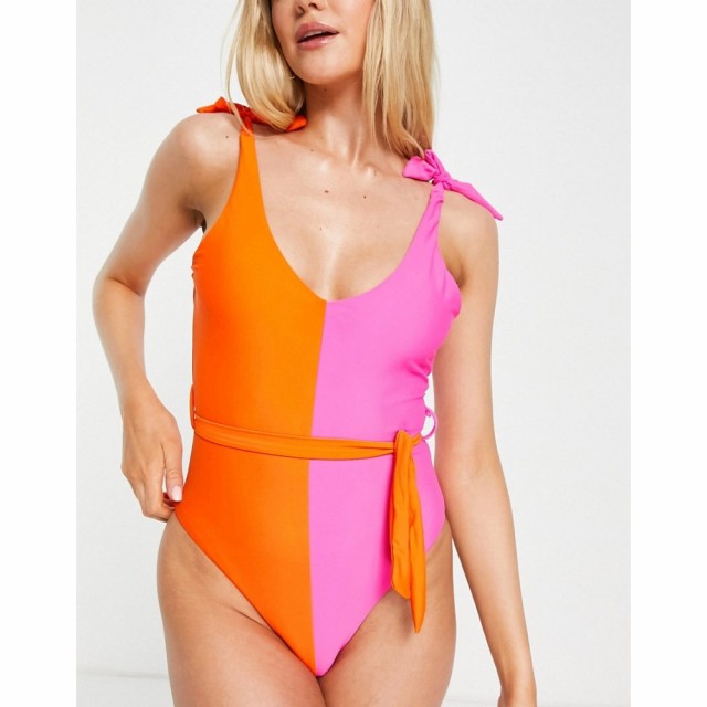 ネバーフリードレス Never Fully Dressed レディース ワンピース 水着・ビーチウェア Contrast Belt Swimsuit In Colour Block