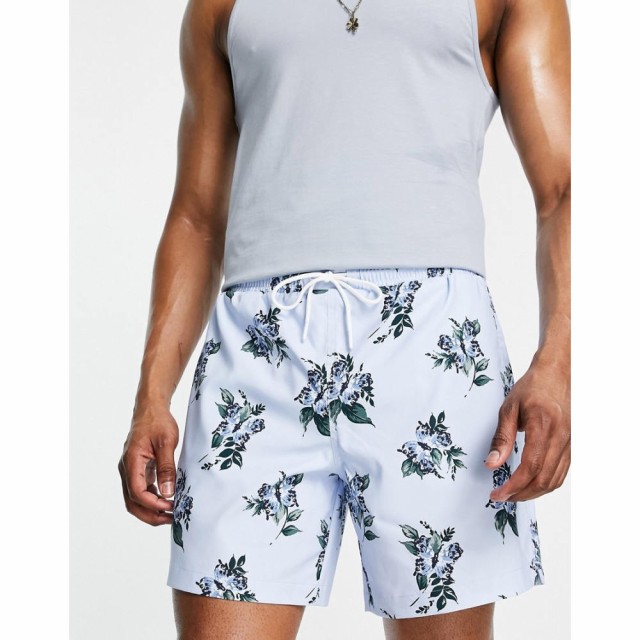 アバクロンビーandフィッチ Abercrombie and Fitch メンズ 海パン 水着・ビーチウェア 7 Inch Floral Print Pull On Swim Shorts In Blue