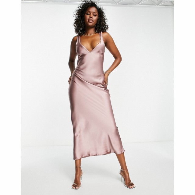 ブルーム Blume Bridal レディース ワンピース スリップドレス ワンピース・ドレス Minimal Satin Slip Dress In Pink ピンク