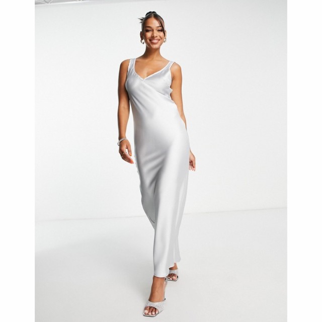 ブルーム Blume Bridal レディース ワンピース スリップドレス ワンピース・ドレス Minimal Satin Slip Dress In Silver シルバー