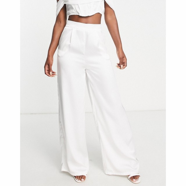 ブルーム Blume Bridal レディース ボトムス・パンツ Satin Wide Leg Trousers In White Co Ord ホワイト