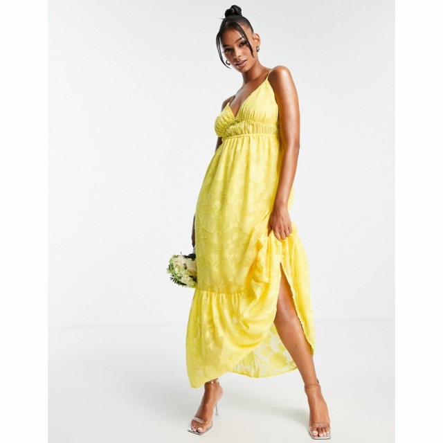 ブルーム Blume Bridal レディース ワンピース マキシ丈 ワンピース・ドレス Cami Maxi With Full Skirt In Chiffon Floral In Yellow イ