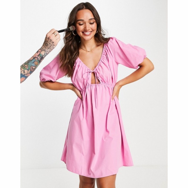 ヴィラ Vila レディース ワンピース ミニ丈 ワンピース・ドレス Mini Dress With Cut Out In Bright Pink フューシャピンク