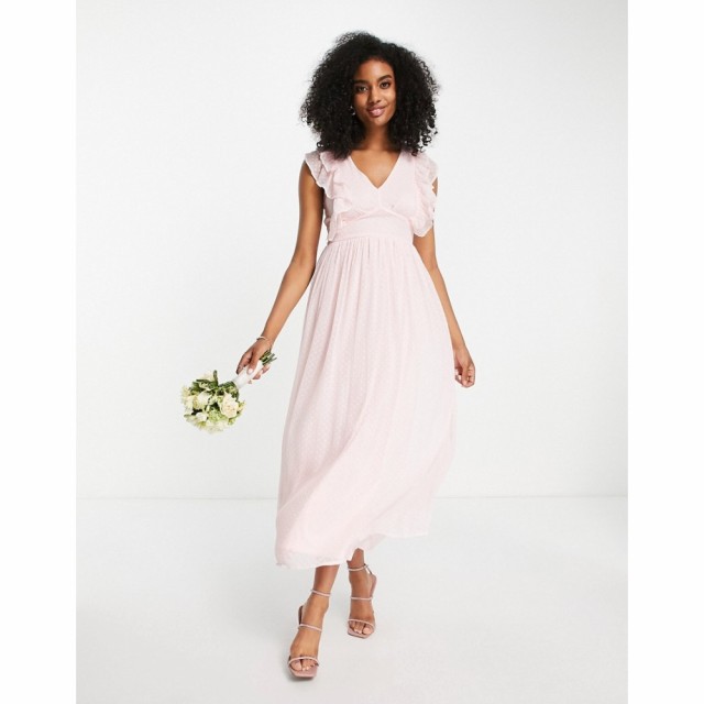 ヴィラ Vila レディース パーティードレス ミドル丈 ワンピース・ドレス Bridesmaid Recycled Midi Dress With Frill Detail In Textured