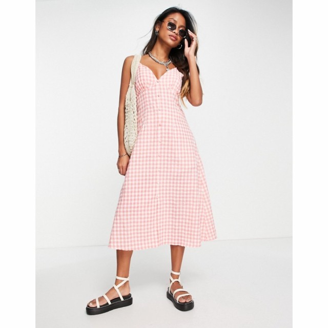 オブジェクト Object レディース ワンピース キャミワンピ ワンピース・ドレス Gingham Midi Cami Dress In Pink ピンクチェック