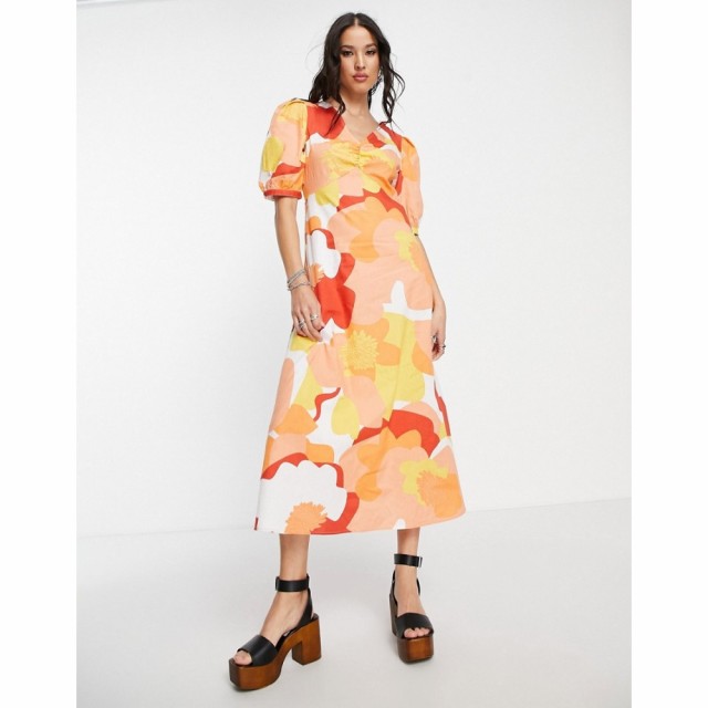 オブジェクト Object レディース ワンピース マキシ丈 ワンピース・ドレス Floral Maxi Dress In Orange オレンジフローラル