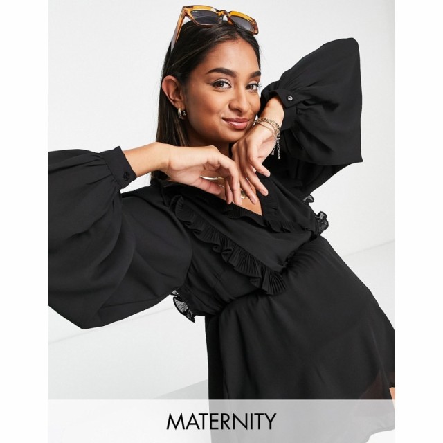 ヴェロモーダ Vero Moda Maternity レディース ブラウス・シャツ トップス Frill Detail Blouse In Black ブラック