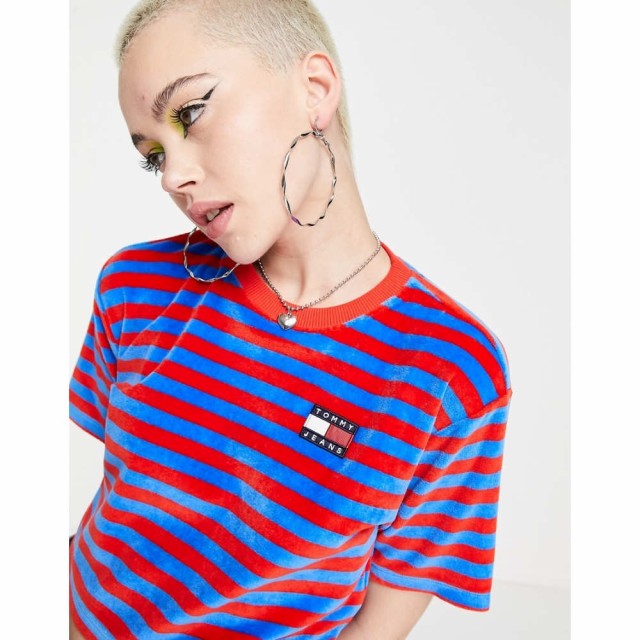 トミー ジーンズ Tommy Jeans レディース Tシャツ トップス Velour Stripe T-Shirt In Multi