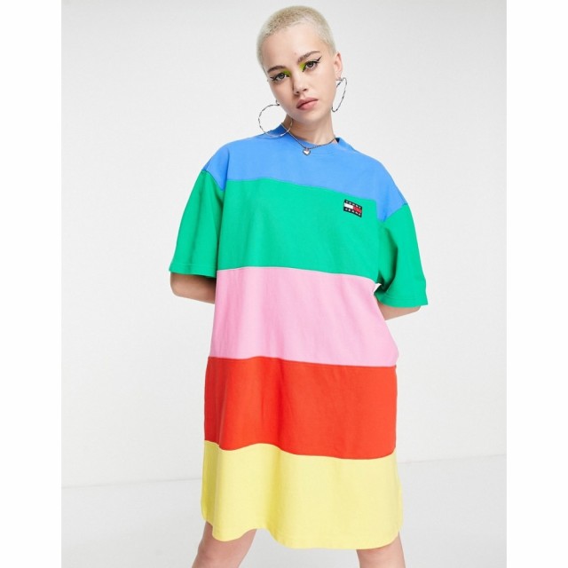 トミー ジーンズ Tommy Jeans レディース ワンピース Tシャツワンピース ワンピース・ドレス Colourblock T-Shirt Dress In Multi Stripe