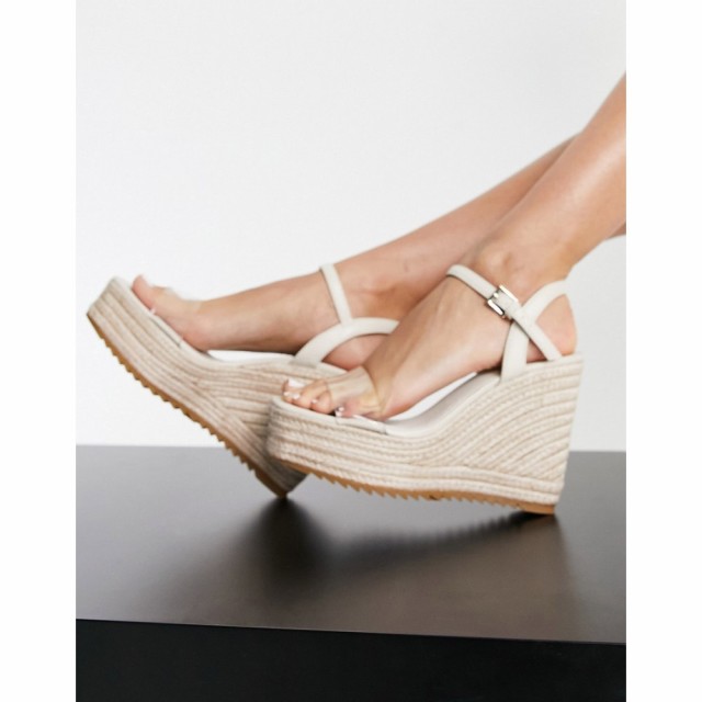 ストラディバリウス Stradivarius レディース エスパドリーユ ウェッジソール シューズ・靴 Espadrille Wedge With Clear Strap In Cream