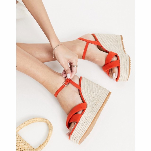 ストラディバリウス Stradivarius レディース エスパドリーユ ウェッジソール シューズ・靴 Espadrille Heeled Wedge In Orange オレンジ