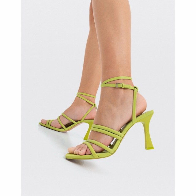 ストラディバリウス Stradivarius レディース サンダル・ミュール シューズ・靴 Strappy Heeled Sandal With Squared Toe In Lime Green