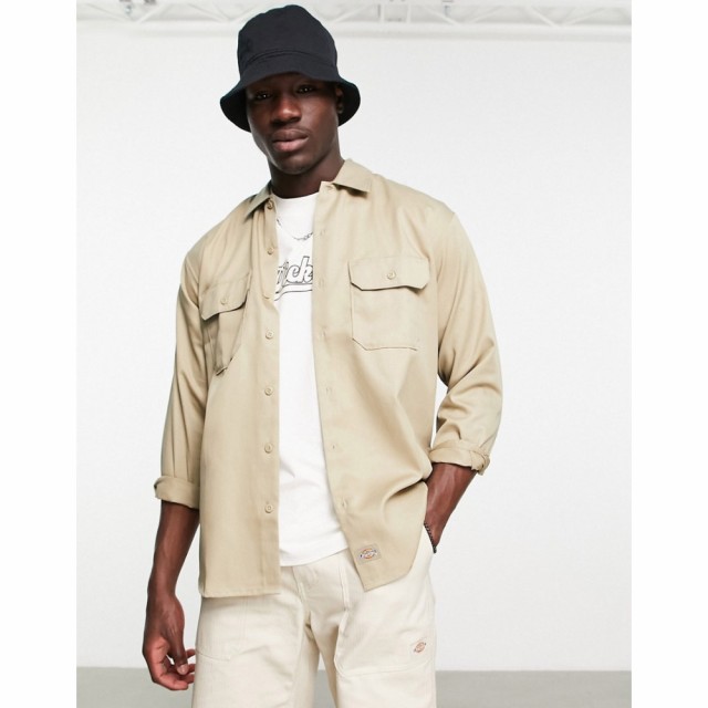 ディッキーズ Dickies メンズ シャツ トップス Long Sleeve Work Shirt In Beige ベージュ