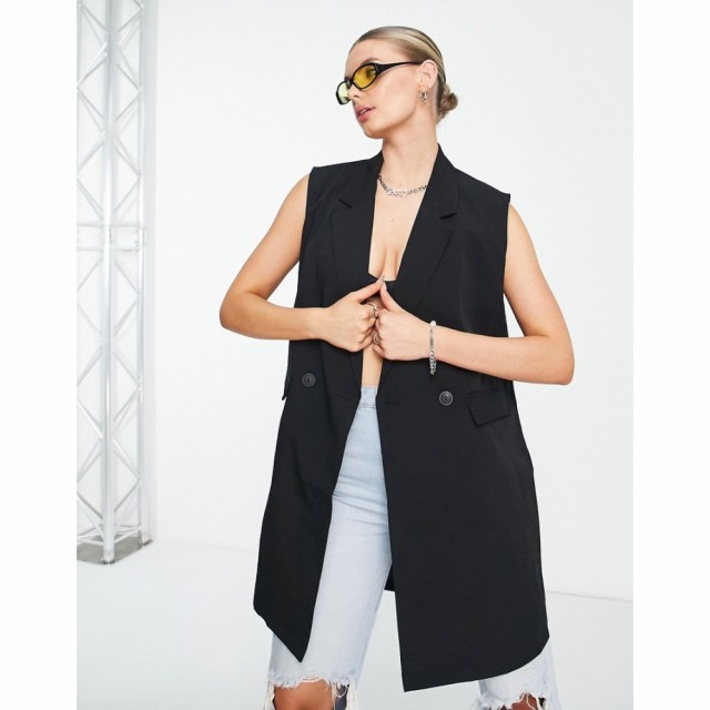 ノイズィーメイ Noisy May レディース ベスト・ジレ ロング トップス Longline Sleeveless Blazer In Black ブラック