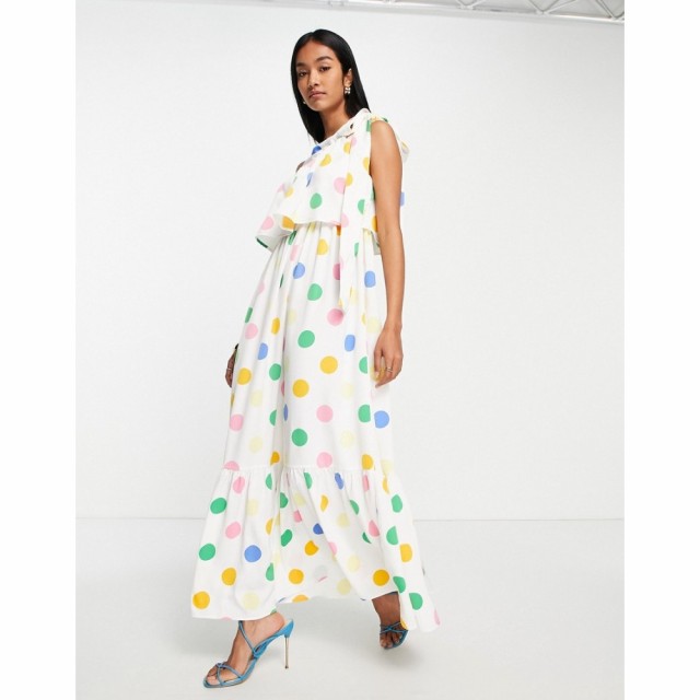 ワイ エー エス Y.A.S レディース ワンピース Ａライン ワンピース・ドレス One Shoulder Tiered Maxi Dress In Confetti Polka Dot