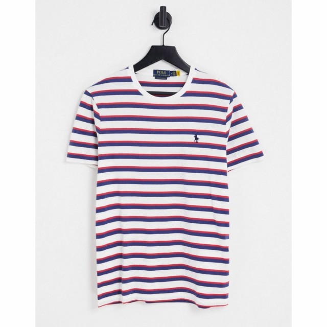 ラルフ ローレン Polo Ralph Lauren メンズ Tシャツ トップス Stripe T-Shirt In White/Red With Pony Logo ホワイト