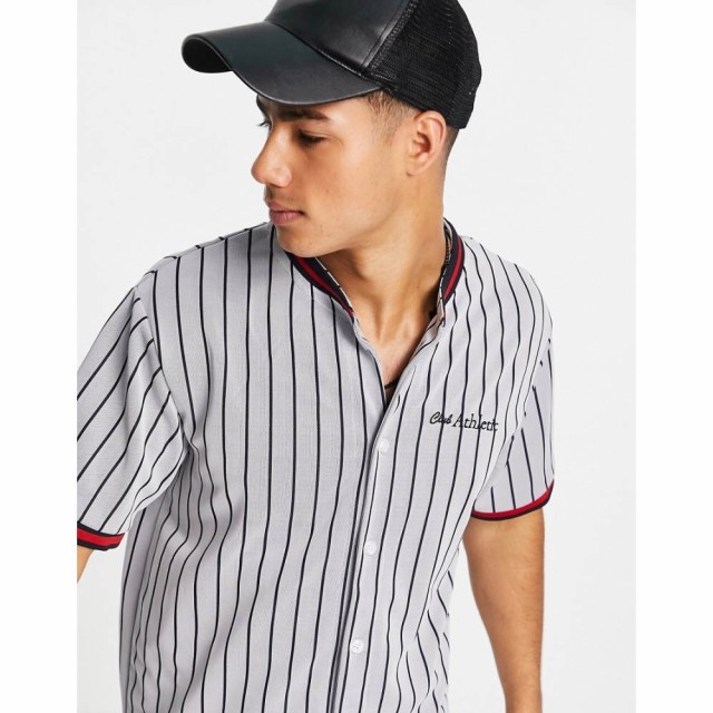 ジャック アンド ジョーンズ Jack and Jones メンズ シャツ トップス Premium Baseball Shirt In Navy Stripe