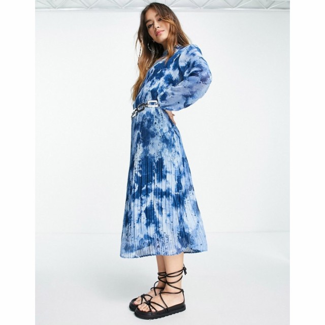 ヴィラ Vila レディース ワンピース ミドル丈 ワンピース・ドレス Plisse Midi Dress In Blue