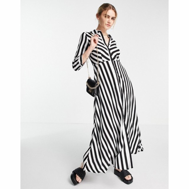 ワイ エー エス Y.A.S レディース ワンピース マキシ丈 シャツワンピース ワンピース・ドレス Maxi Shirt Dress In Bold Stripe モノスト