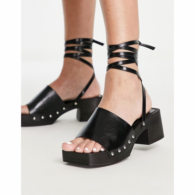 トップショップ Topshop レディース クロッグ シューズ・靴 Willa Mid Heel Clog With Tie In Black ブラック