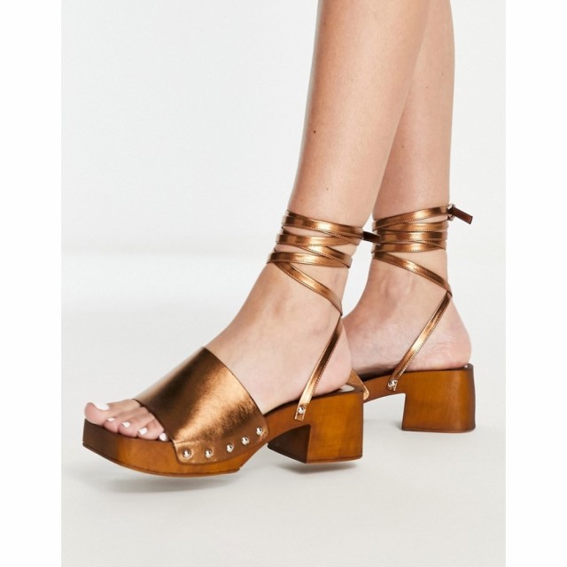 トップショップ Topshop レディース クロッグ シューズ・靴 Willa Mid Heel Clog With Tie In Bronze ブロンズ