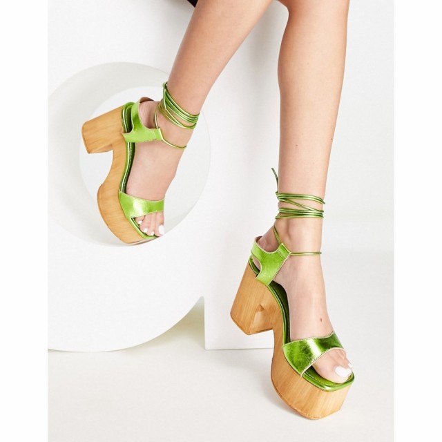 トップショップ Topshop レディース クロッグ シューズ・靴 Wiley Ghillie Tie Heeled Clog In Green オリーブ