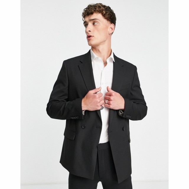 リバーアイランド River Island メンズ スーツ・ジャケット アウター Double Breasted Jacket In Black ブラック