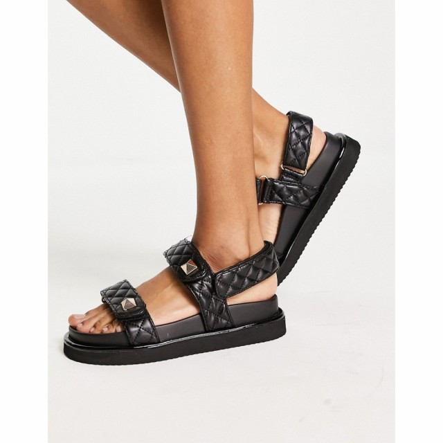 リバーアイランド River Island レディース サンダル・ミュール シューズ・靴 Quilted Chunky Sandal In Black ブラック