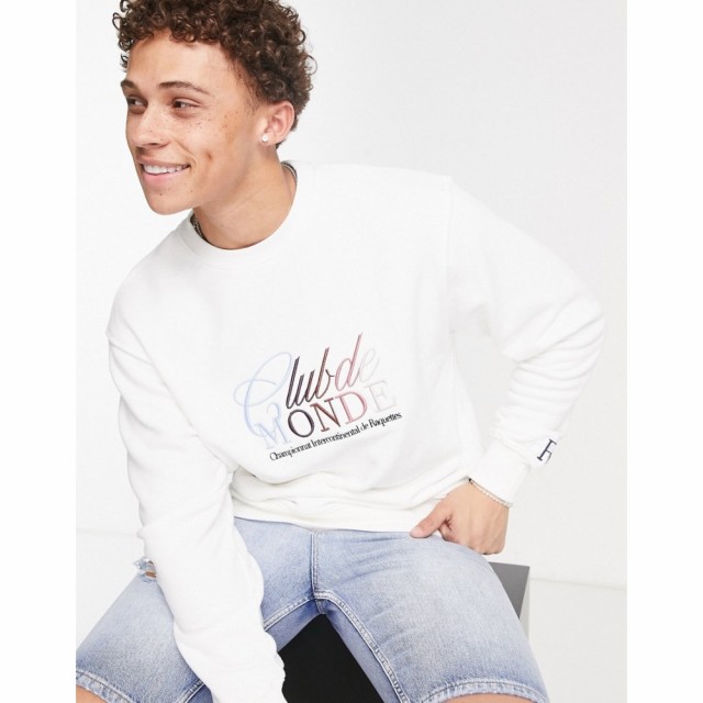 リバーアイランド River Island メンズ スウェット・トレーナー トップス LeQuipe Slogan Crew Neck Sweatshirt In Ecru エクリュ