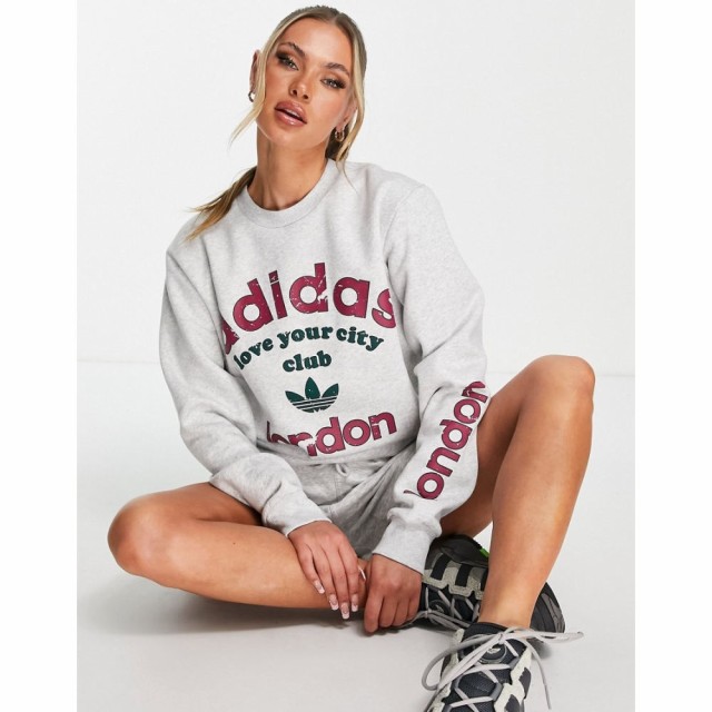 アディダス adidas Originals レディース スウェット・トレーナー トップス London Logo Sweatshirt In Grey グレー